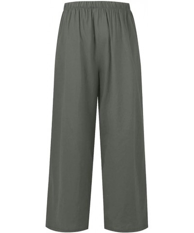 Women's Linen Summer Palazzo Pants Flowy Wide Leg Beach Pants for Women Dressy with Pockets 1-dark Gray $5.99 Others