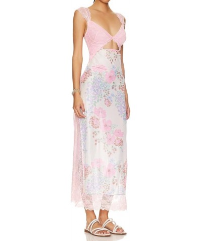 Women Bohemian Dress Long Sleeve Off Shoulder A Line Tiered Maxi Dress Loose Casual Beach Sundress J Pink Lace Dress $26.88 D...