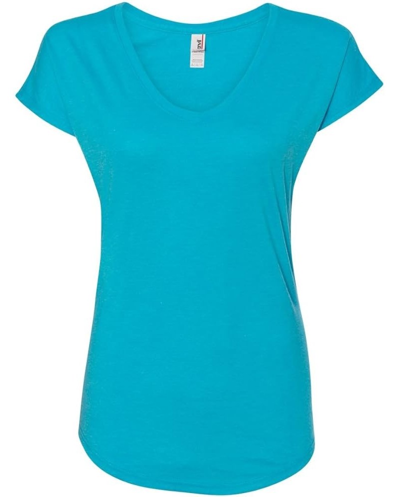 6750VL Women's Tri-Blend V-Neck Tee Hthr Carib Blue $8.77 T-Shirts