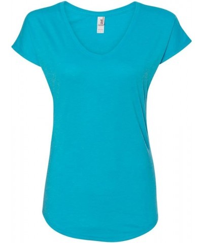 6750VL Women's Tri-Blend V-Neck Tee Hthr Carib Blue $8.77 T-Shirts