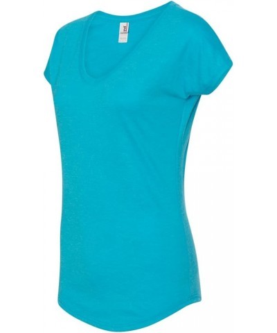 6750VL Women's Tri-Blend V-Neck Tee Hthr Carib Blue $8.77 T-Shirts