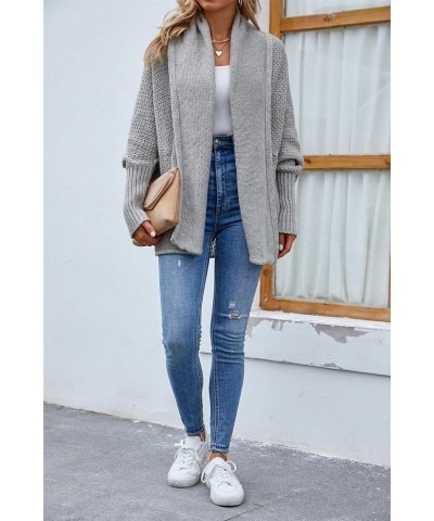 Women's Long Sleeve Open Front Chunky Warm Cardigans Pullover Sweater Blouses Grey $14.95 Sweaters