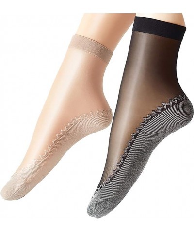 Women's 6 Pairs Silky Anti-Slip Cotton Sole Sheer Ankle High Tights Hosiery Socks Reinforced Toe 4 Pairs Beige & 2 Pairs Blac...