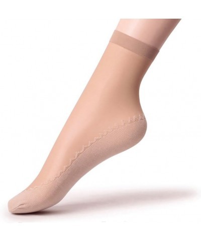 Women's 6 Pairs Silky Anti-Slip Cotton Sole Sheer Ankle High Tights Hosiery Socks Reinforced Toe 4 Pairs Beige & 2 Pairs Blac...