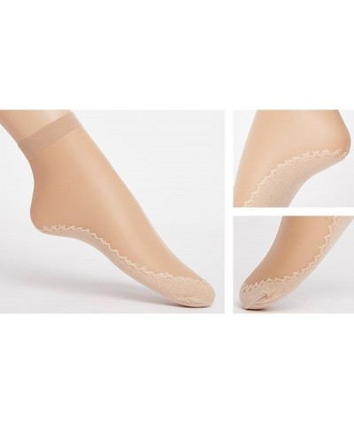 Women's 6 Pairs Silky Anti-Slip Cotton Sole Sheer Ankle High Tights Hosiery Socks Reinforced Toe 4 Pairs Beige & 2 Pairs Blac...