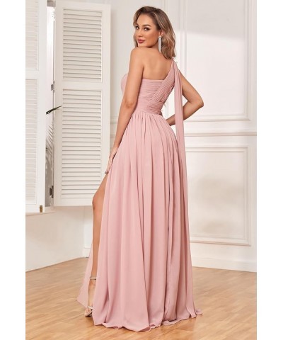 Women's One Shoulder Bridesmaid Dresses Long Slit Formal Evening Party Gowns with Pockets Yellow $34.30 Dresses