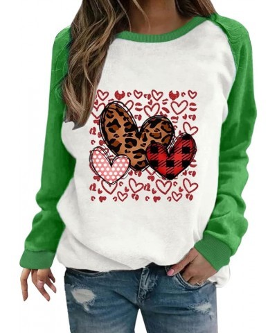 Womens Valentine's Day Sweatshirt Leopard Plaid Heart Graphic Pullover Long Sleeve Crewneck Casual Tunic Tops Raglan T Shirt ...