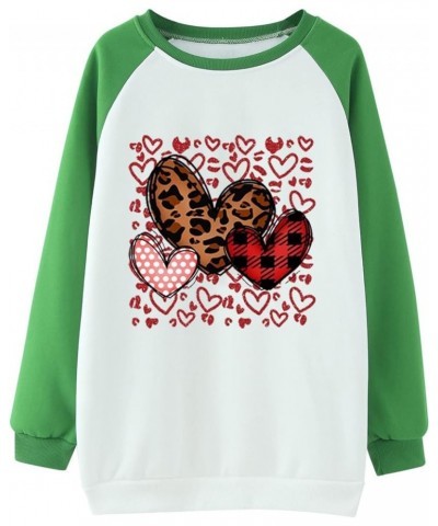 Womens Valentine's Day Sweatshirt Leopard Plaid Heart Graphic Pullover Long Sleeve Crewneck Casual Tunic Tops Raglan T Shirt ...