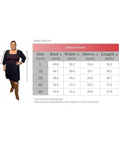 Plus Size Dresses for Curvy Women 3/4 Sleeve Square Neck Fall Dresses Flowy Swing Empire Waist Dress 2023 Royal Blue $11.59 D...