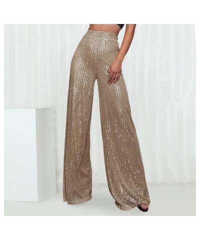 Sequin Pants Women Straight Leg Glitter Sequin Pants Sparkly Loose Trousers Shiny Dance Bling Party Clubwear Pants Z1-rose Go...