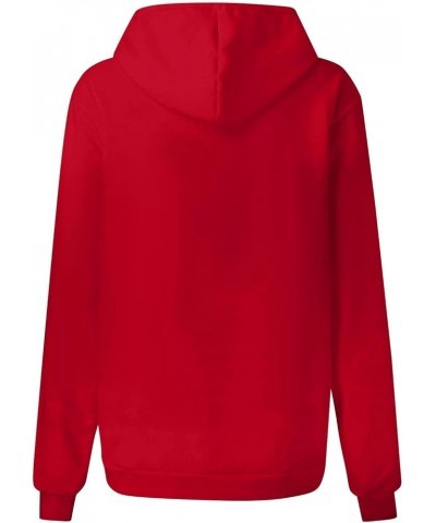 Quarter Zip Hoodies for Women Fall Winter Oversized Sweatshirts Teen Girl Pullover with Pocket C-red $11.97 Hoodies & Sweatsh...