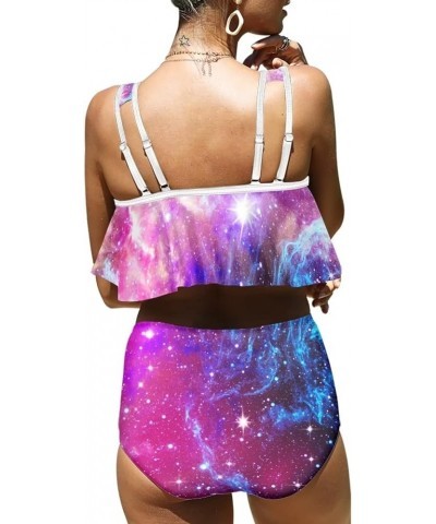 Women Mushroom High Waist Tummy Control Bikini Swimsuit Summer Two Piece Bathing Suit(S-2XL) Purple Galaxy Universe $14.70 Sw...