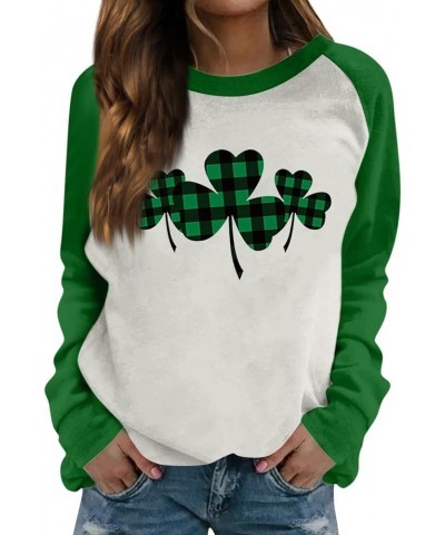 St Patrick'S Day Sweatshirt Shamrock Shirt for Women Crew Neck Long Sleeve Shirt Casual Clover Loose Sweatshirt 01-army Green...