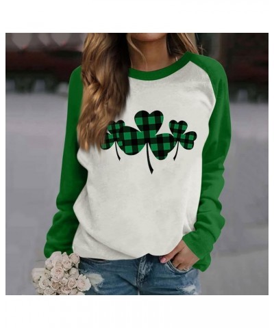 St Patrick'S Day Sweatshirt Shamrock Shirt for Women Crew Neck Long Sleeve Shirt Casual Clover Loose Sweatshirt 01-army Green...