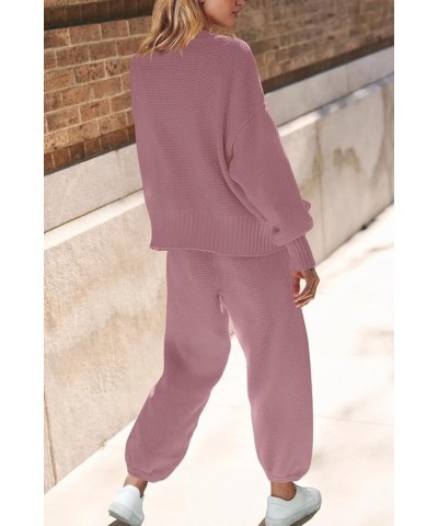 Womens Two Piece Lounge Set Oversized Knit Outfits Slouchy Matching Sets with Pockets Cozy Sweater Sets Dark Pink $13.02 Acti...