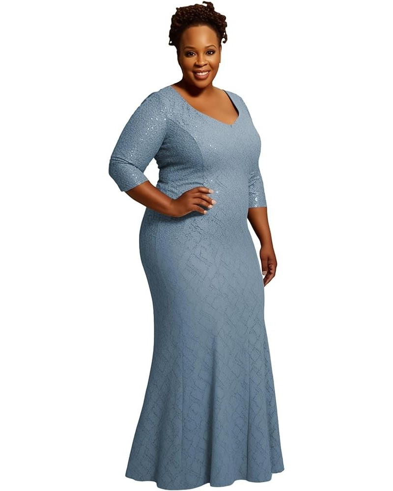 Mother of The Bride Dresses Long - Plus Size Lace Mermaid Formal Evening Gowns Moody Blue $38.95 Dresses