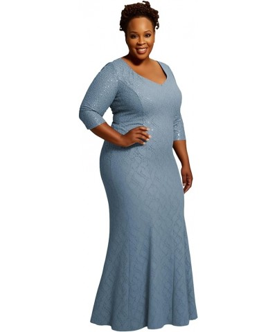 Mother of The Bride Dresses Long - Plus Size Lace Mermaid Formal Evening Gowns Moody Blue $38.95 Dresses