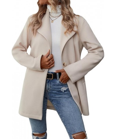 Women's Casual Lapel Collar Long Sleeve Single Button Slant Pocket Thigh Length Jacket Overcoat Apricot $25.47 Jackets