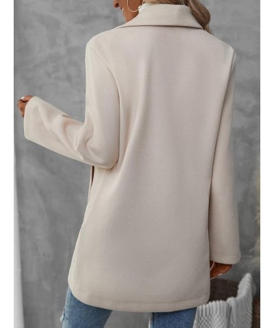 Women's Casual Lapel Collar Long Sleeve Single Button Slant Pocket Thigh Length Jacket Overcoat Apricot $25.47 Jackets