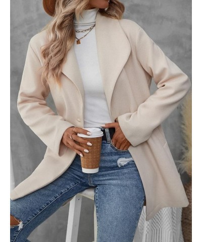 Women's Casual Lapel Collar Long Sleeve Single Button Slant Pocket Thigh Length Jacket Overcoat Apricot $25.47 Jackets