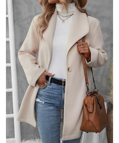 Women's Casual Lapel Collar Long Sleeve Single Button Slant Pocket Thigh Length Jacket Overcoat Apricot $25.47 Jackets