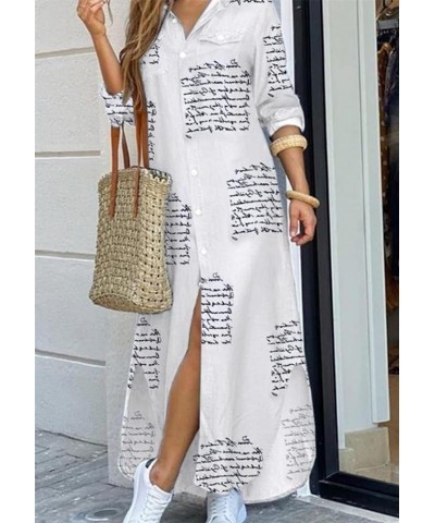 Spring Women's Shirt Dress Fashionable Summer Roll Up Sleeves Dress V-Neck Loose Ruffled Long Leisure Dress Letter $11.25 Dre...