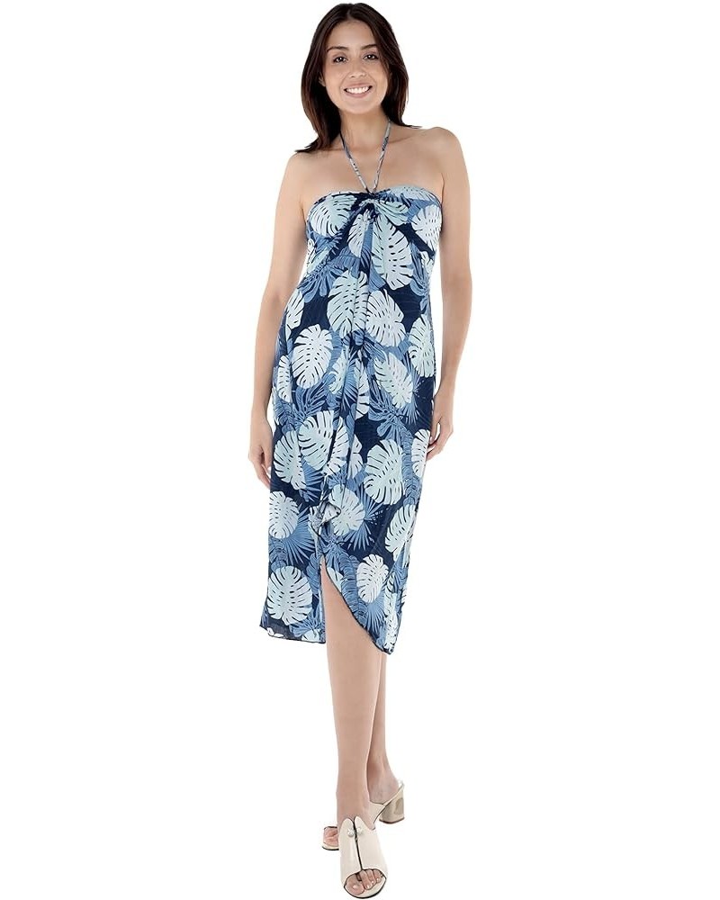 Women's Hawaiian Butterfly Luau Dress in White Bridal Pacific Palm Navy $17.85 Dresses