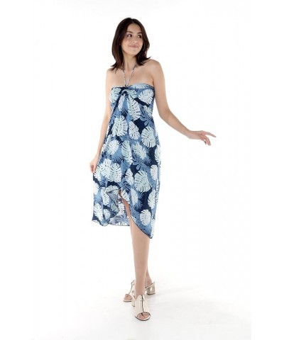 Women's Hawaiian Butterfly Luau Dress in White Bridal Pacific Palm Navy $17.85 Dresses