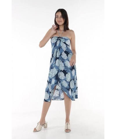 Women's Hawaiian Butterfly Luau Dress in White Bridal Pacific Palm Navy $17.85 Dresses