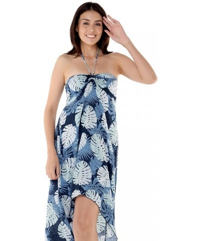 Women's Hawaiian Butterfly Luau Dress in White Bridal Pacific Palm Navy $17.85 Dresses