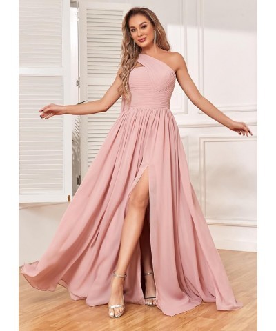 Women's One Shoulder Bridesmaid Dresses Long Slit Formal Evening Party Gowns with Pockets Yellow $34.30 Dresses