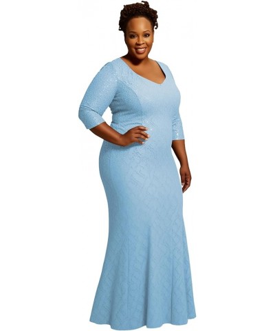 Mother of The Bride Dresses Long - Plus Size Lace Mermaid Formal Evening Gowns Moody Blue $38.95 Dresses