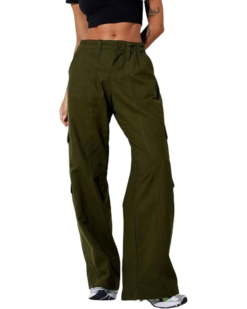 Women's Low Waist Baggy Cargo Pants Casual Vintage Y2K Low Rise Loose Jogger Pants 90s Harajuku Punk Streetwear Aarmy Green $...