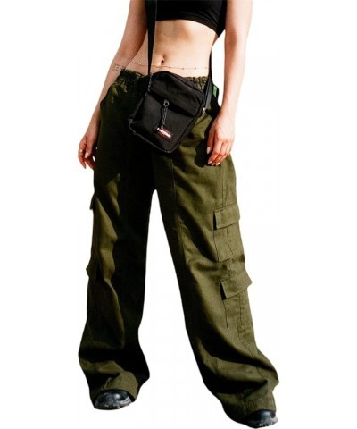 Women's Low Waist Baggy Cargo Pants Casual Vintage Y2K Low Rise Loose Jogger Pants 90s Harajuku Punk Streetwear Aarmy Green $...