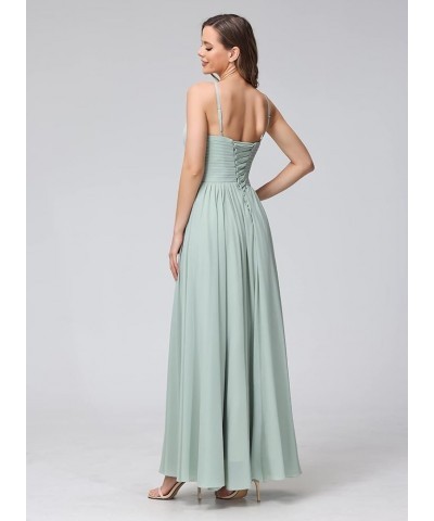 Women's Halter Bridesmaid Dresses Long Chiffon Formal Dresses Evening Party Dress 2024 Ice Blue $25.95 Dresses