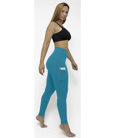 Leggings for Women with Pockets, Capris and Biker Shorts, Extra Soft XS - 3XL Full Length Milky Blue $8.39 Leggings