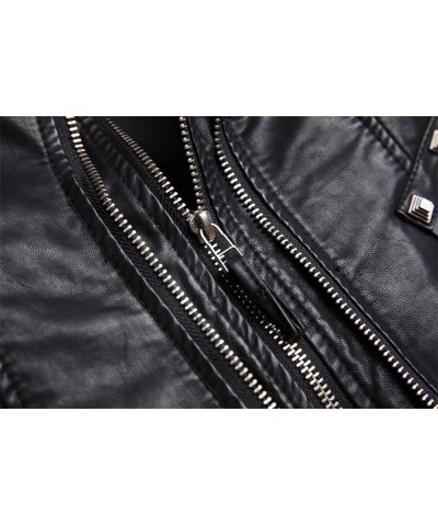 Women's Fashion Studded Perfectly Shaping Faux Leather Biker Jacket Black $35.10 Coats