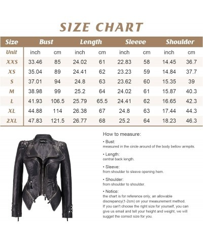 Women's Fashion Studded Perfectly Shaping Faux Leather Biker Jacket Black $35.10 Coats