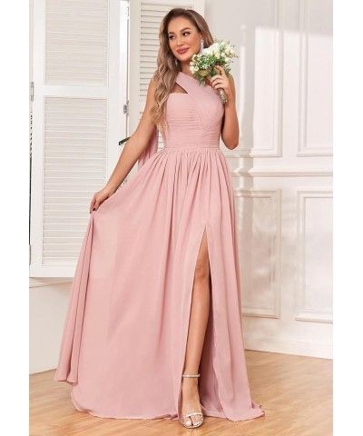 Women's One Shoulder Bridesmaid Dresses Long Slit Formal Evening Party Gowns with Pockets Yellow $34.30 Dresses