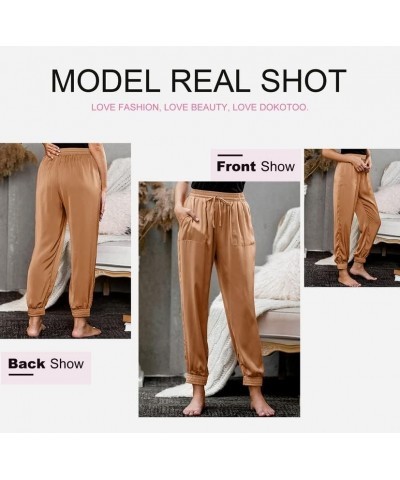 Womens 2024 Soft Casual Drawstring Tie Elastic Waist Loose Jogger Pants with Pockets C Orange $19.46 Sleep & Lounge