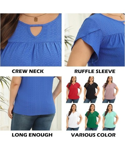 Plus Size Tops Dressy Casual Scoop Neck Short Sleeve Blouses Tunics Shirts for Women 2024 Dark Green $13.24 Tops