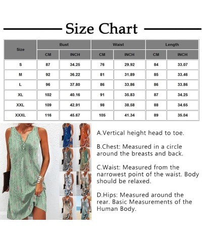 Women Summer Vintage Casual Loose Boho Floral Tank Dresses Button Print V Neck Sleeveless Dresses Beach Dress Khaki $11.43 Ac...