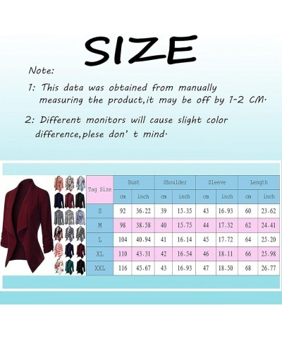 Women Blazers Coat Suit Cardigan Work Office Suit 3/4 Sleeve Jacket Formal Coat Women Formal Jackets B-red $12.29 Blazers