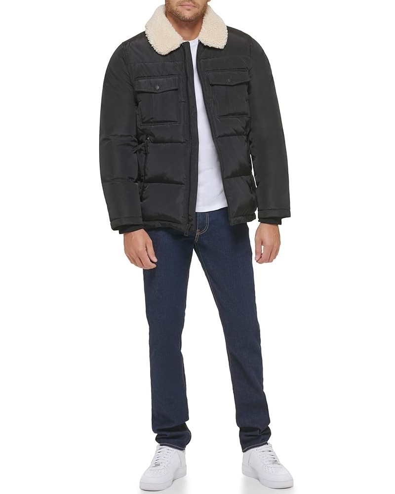 Women's Mid-Weight Puffer Jacket with Removable Hood Black $35.30 Jackets