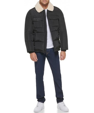 Women's Mid-Weight Puffer Jacket with Removable Hood Black $35.30 Jackets