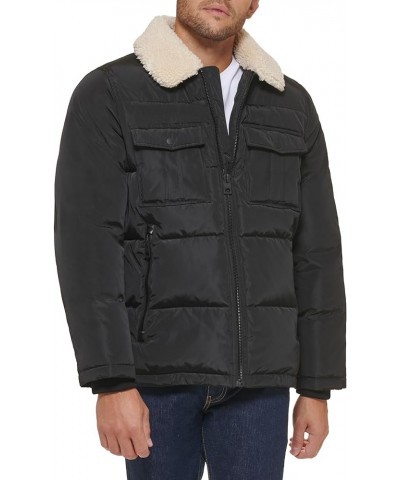 Women's Mid-Weight Puffer Jacket with Removable Hood Black $35.30 Jackets