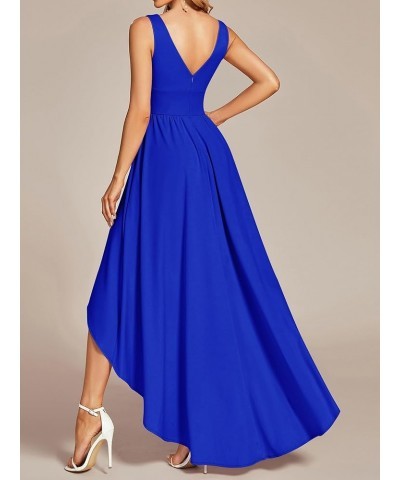 Women's Hi-Lo Sleeveless V-Neck A-Line Semi-Formal Dress Sapphire Blue $31.31 Dresses