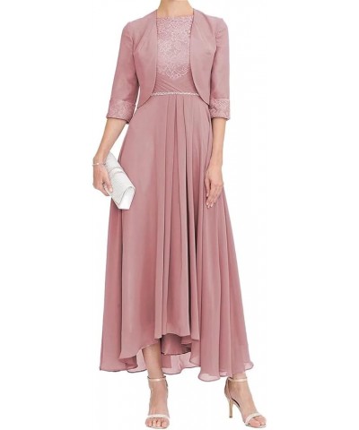 Mother of Bride Dresses for Wedding Tea Length High Low Plus Size Mother of The Groom Dresses with Jacket Elegant Dusty Rose ...