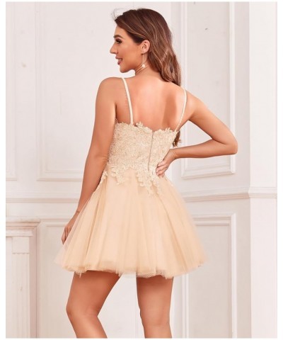 V Neck Homecoming Dreses for Teens Lace Applique A-Line Beaded Tulle Short CCocktail Prom Gown Mint Green $36.00 Dresses