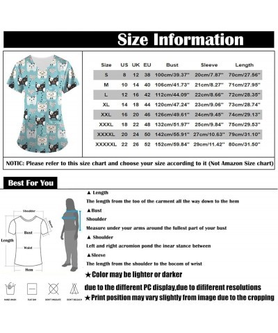 Working Uniforms Scrub Tops T-Shirts Patterned Crew Neck Undershirt Plus Size Short Sleeve T Shirts for Women Z-blue-9 $5.82 ...